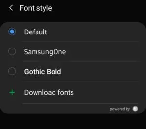 Galaxy A20 System font