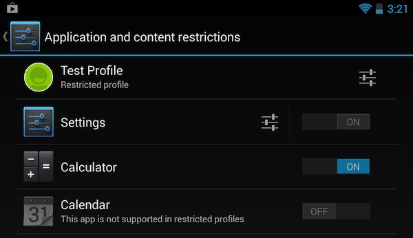 Restricted profiles application and content
