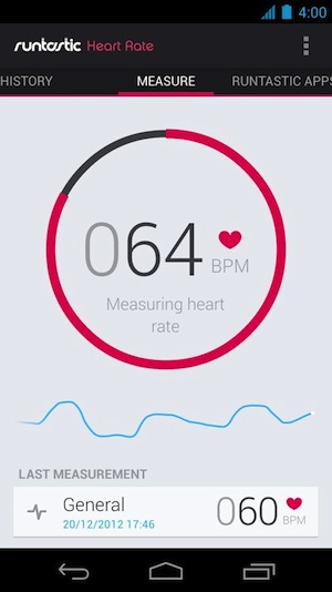 Runtastic Heart Rate's simple interface