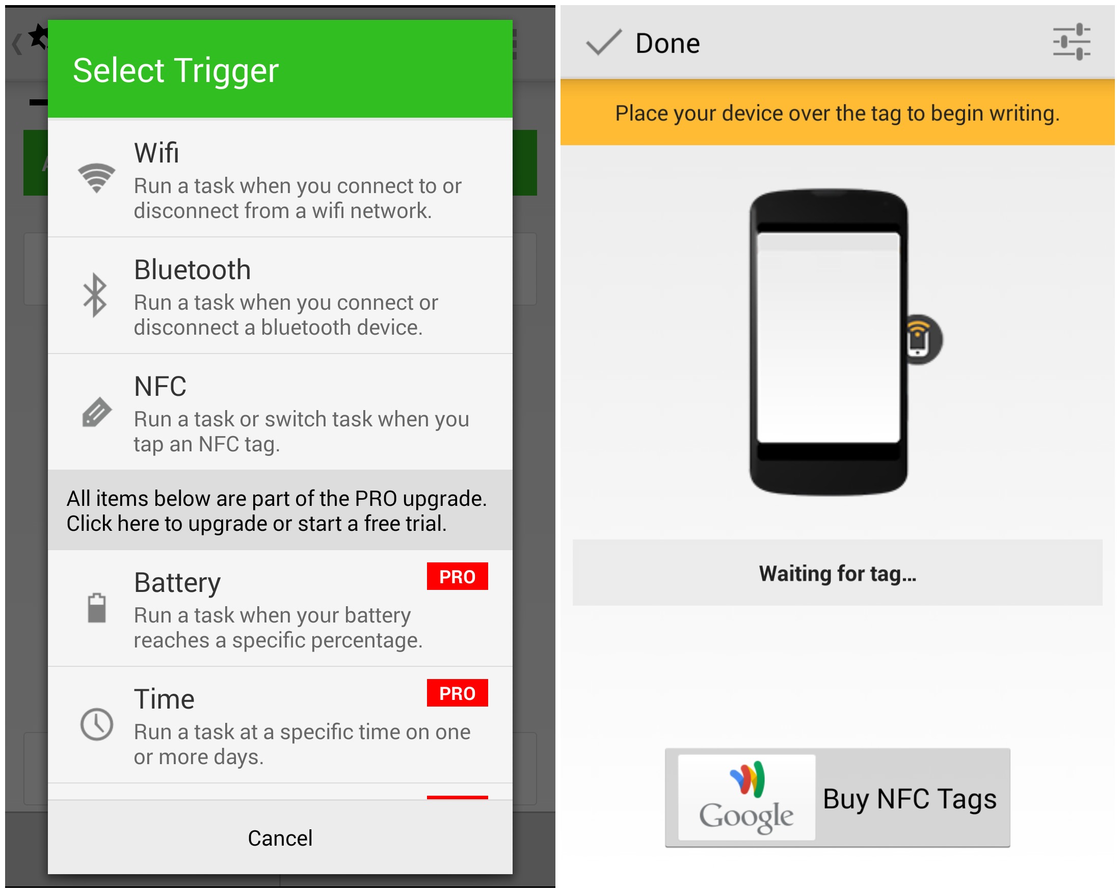 NFC Trigger Task