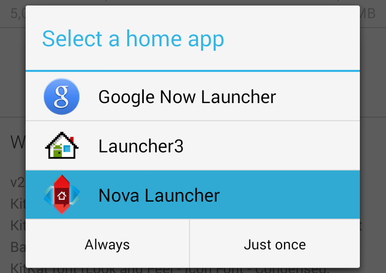 nova launcher default