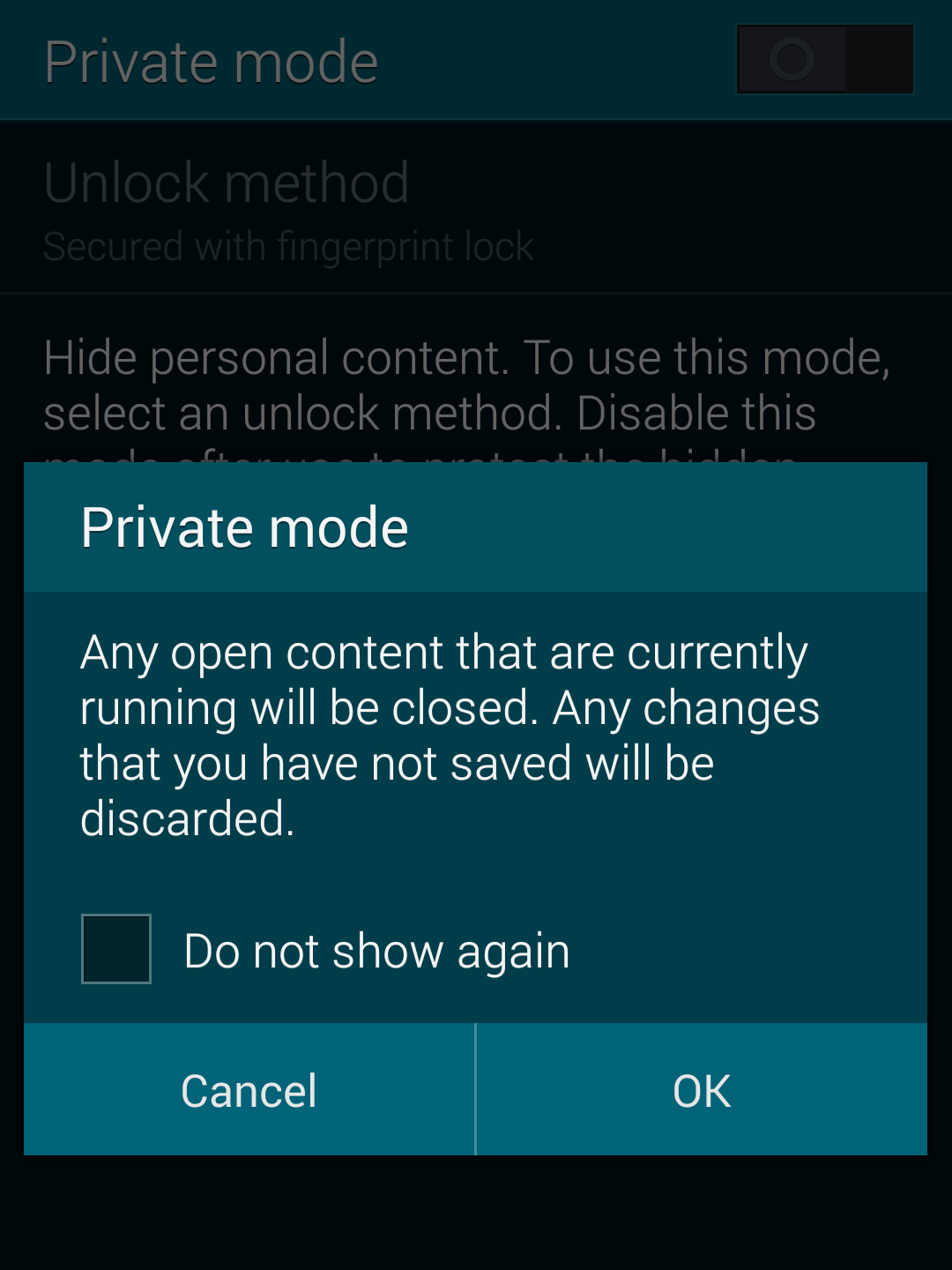 private mode turn off