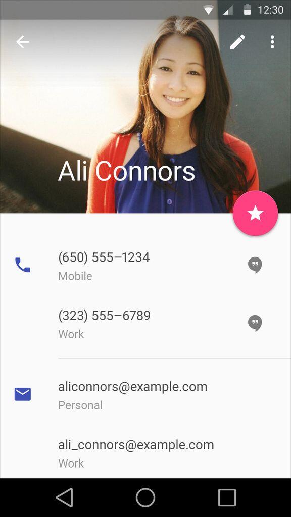 The new Dialer app in Android L