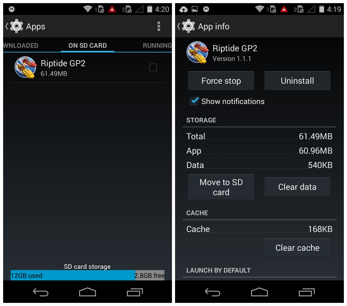Moto E storage