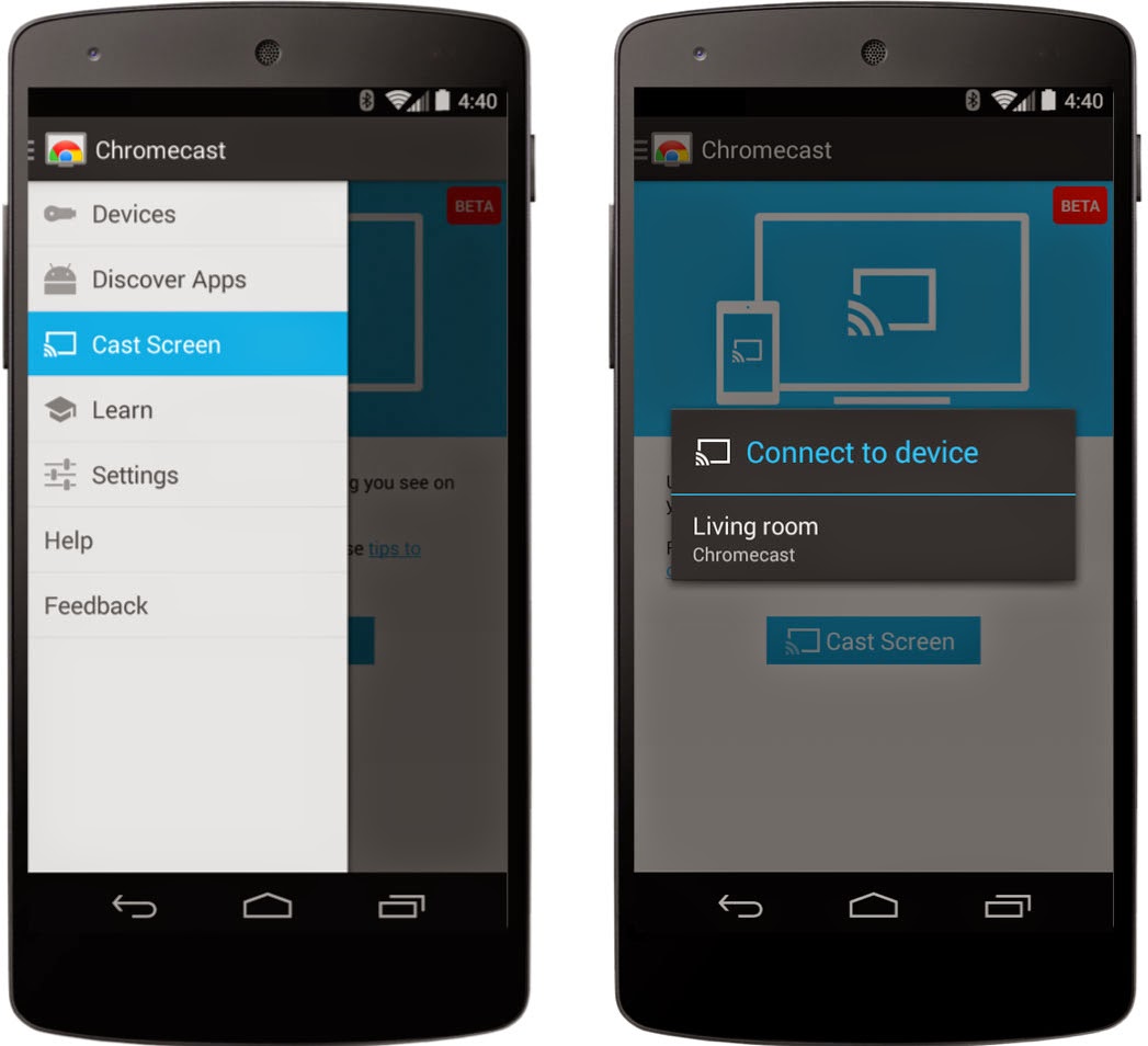 Chromeast cast screen