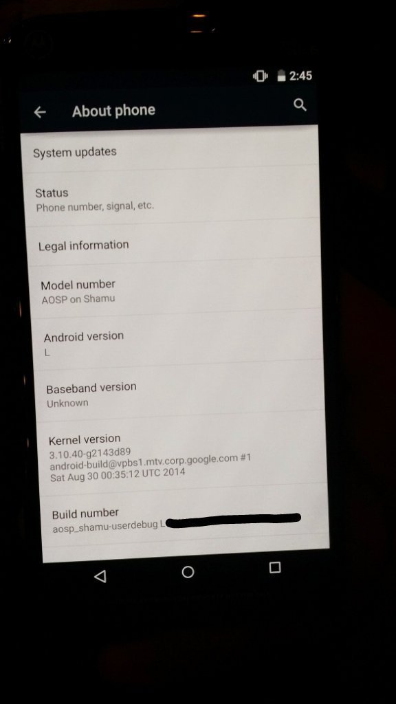 Moto Shamu androidL