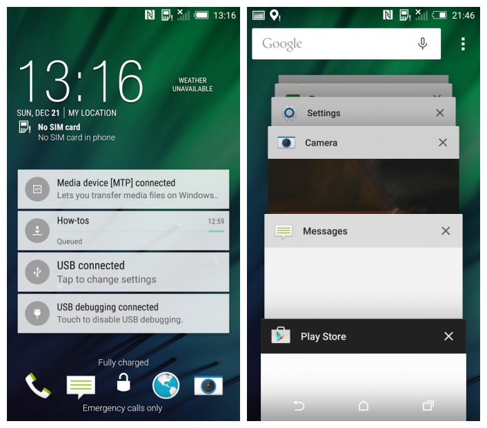 Screenshot of Android 5.0 + Sense 6.0 on the HTC One M8