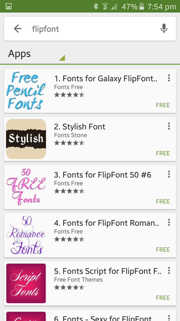 Galaxy S6 fonts