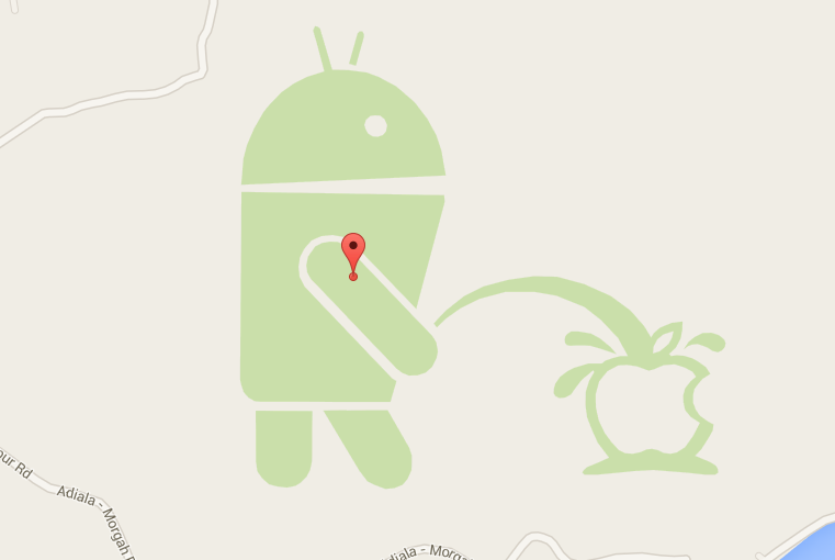 Android peeing on Apple