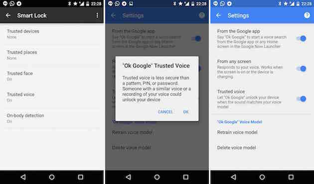 Android Trusted Voice unlock