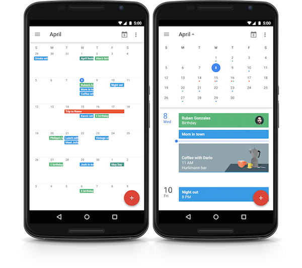 Google Calendar for Android Month View
