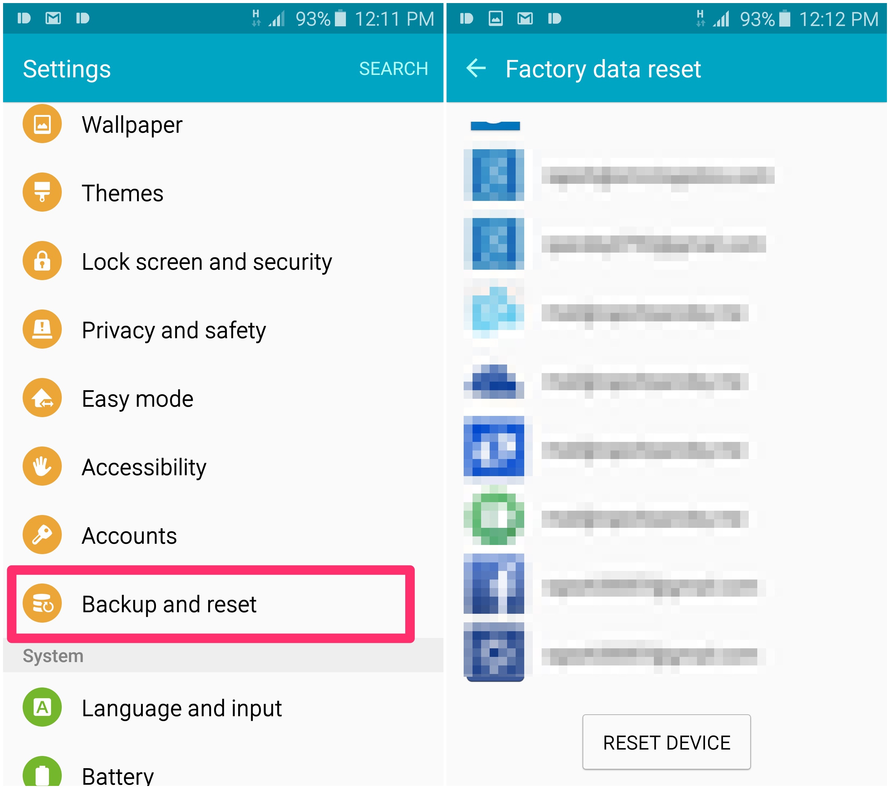 Galaxy S6 factory reset