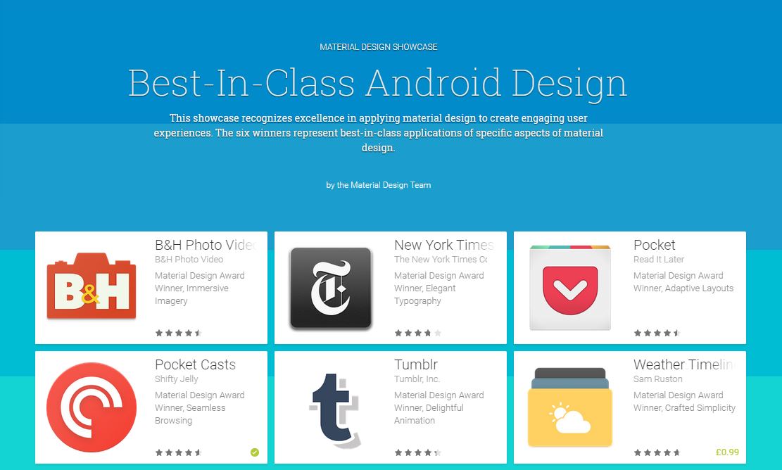 Material Design showcase Google Play