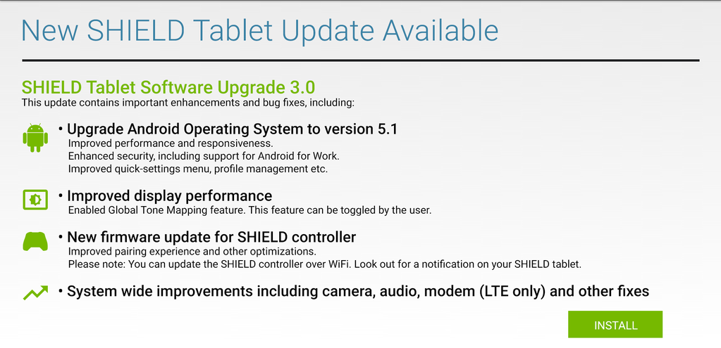 Android 5.1 update for Nvidia SHIELD tablet