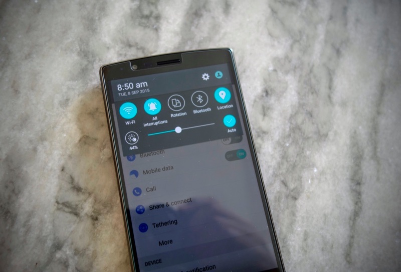 LG G4 notification panel