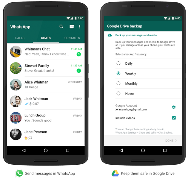 Google Drive backup in WhatsApp