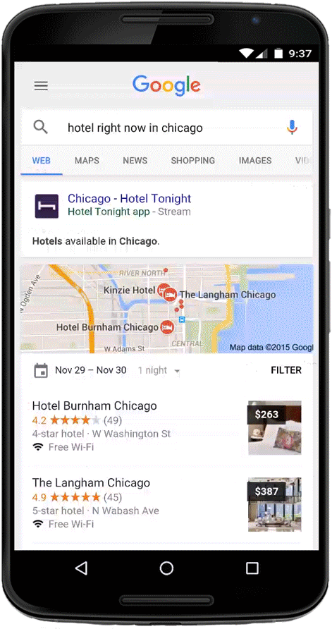 Stream apps in Google Search