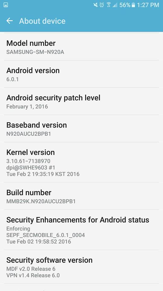 Galaxy Note 5 Marshmallow