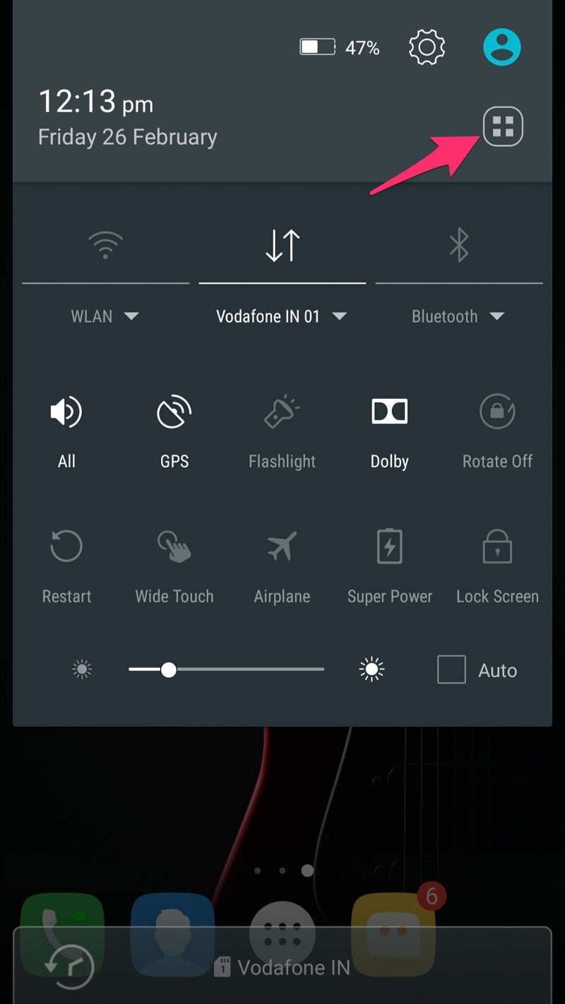 Lenovo Vibe K4 Note Quick Settings customisation