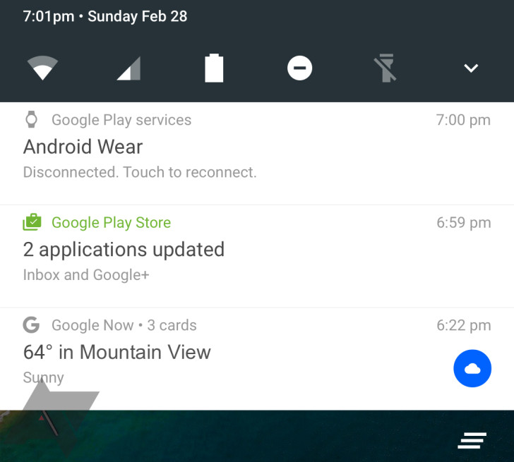 Android N notification shade