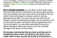 Android Beta program terms and conditions