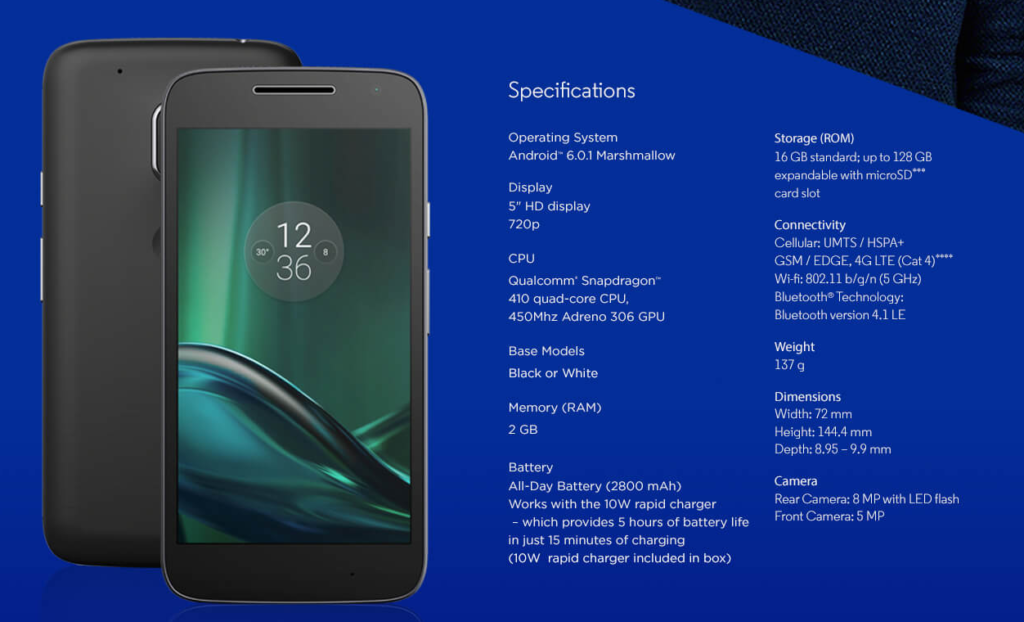 Moto g4 play specs