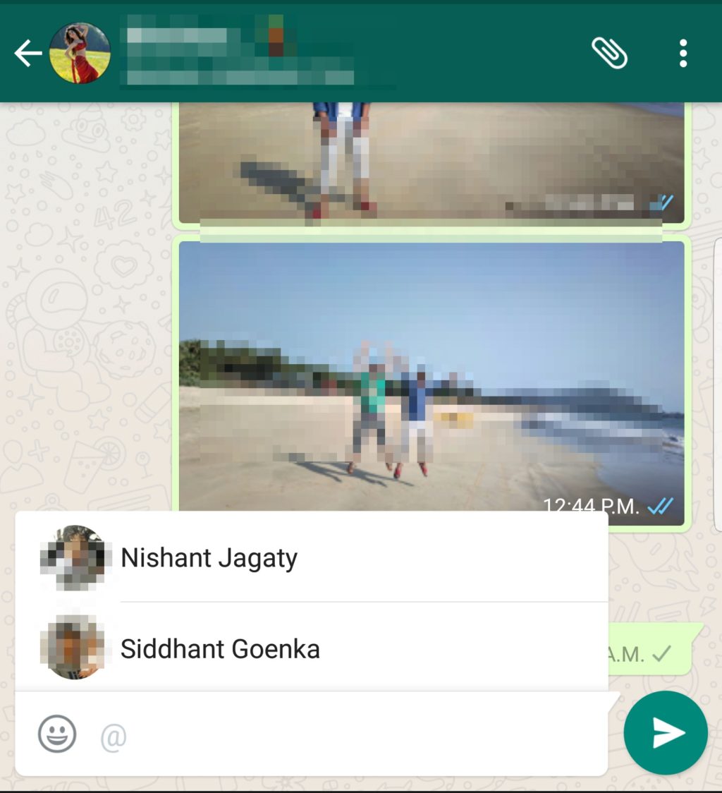 WhatsApp mentions