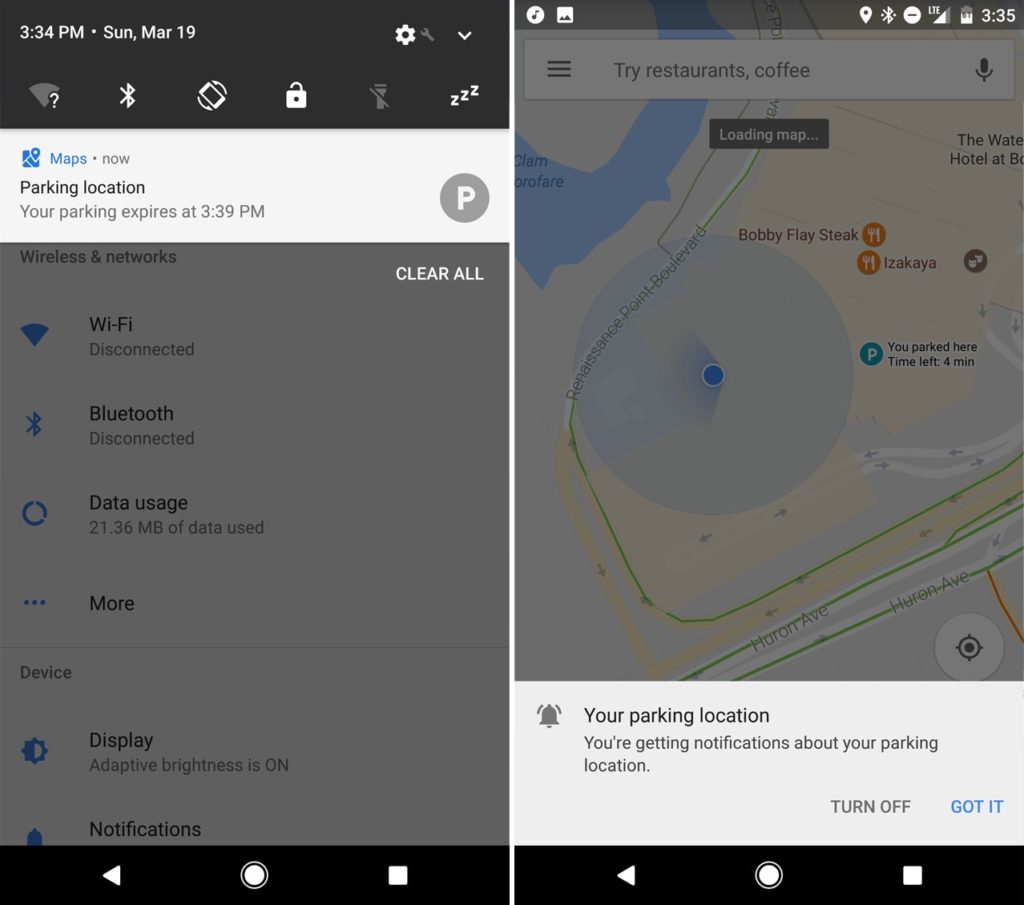 Google Maps Parking Location