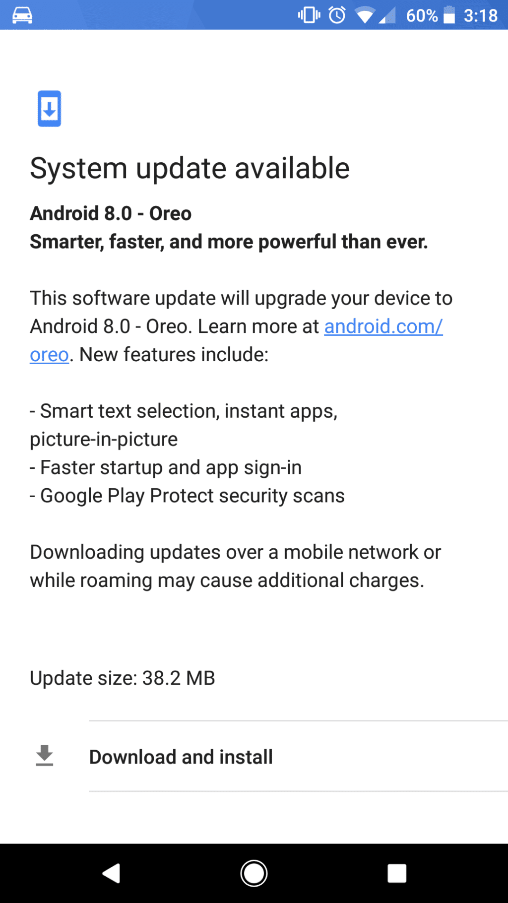 Android Oreo OTA update