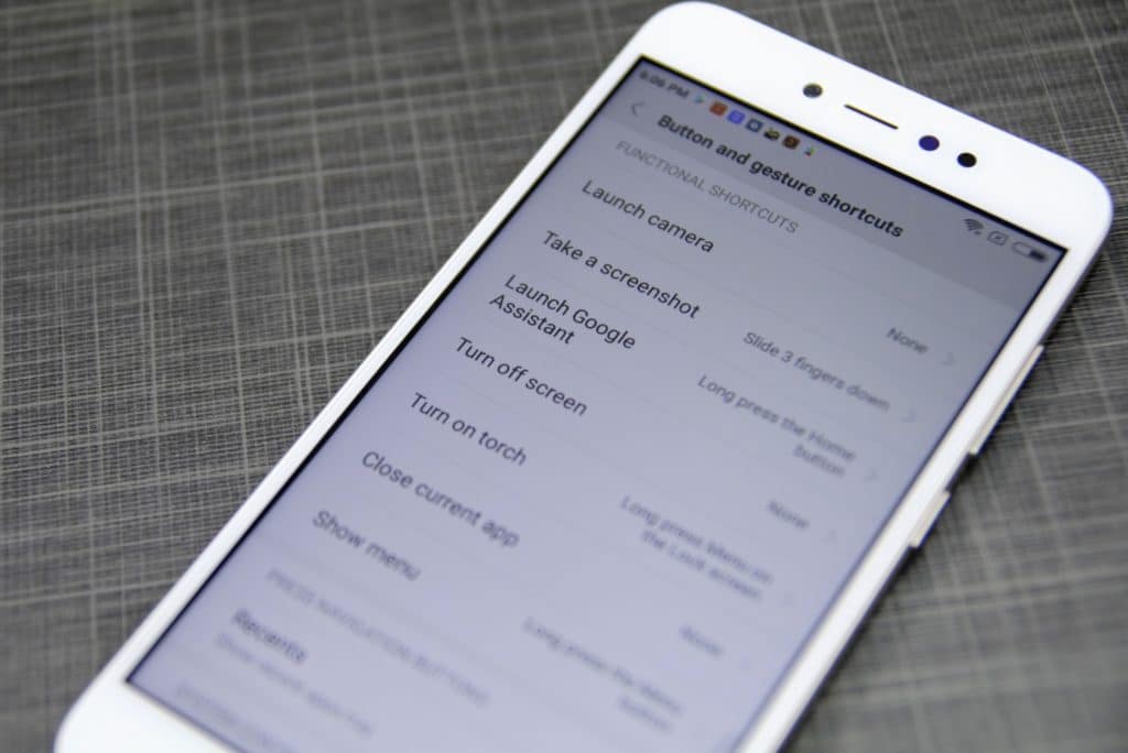 redmi y1 gestures