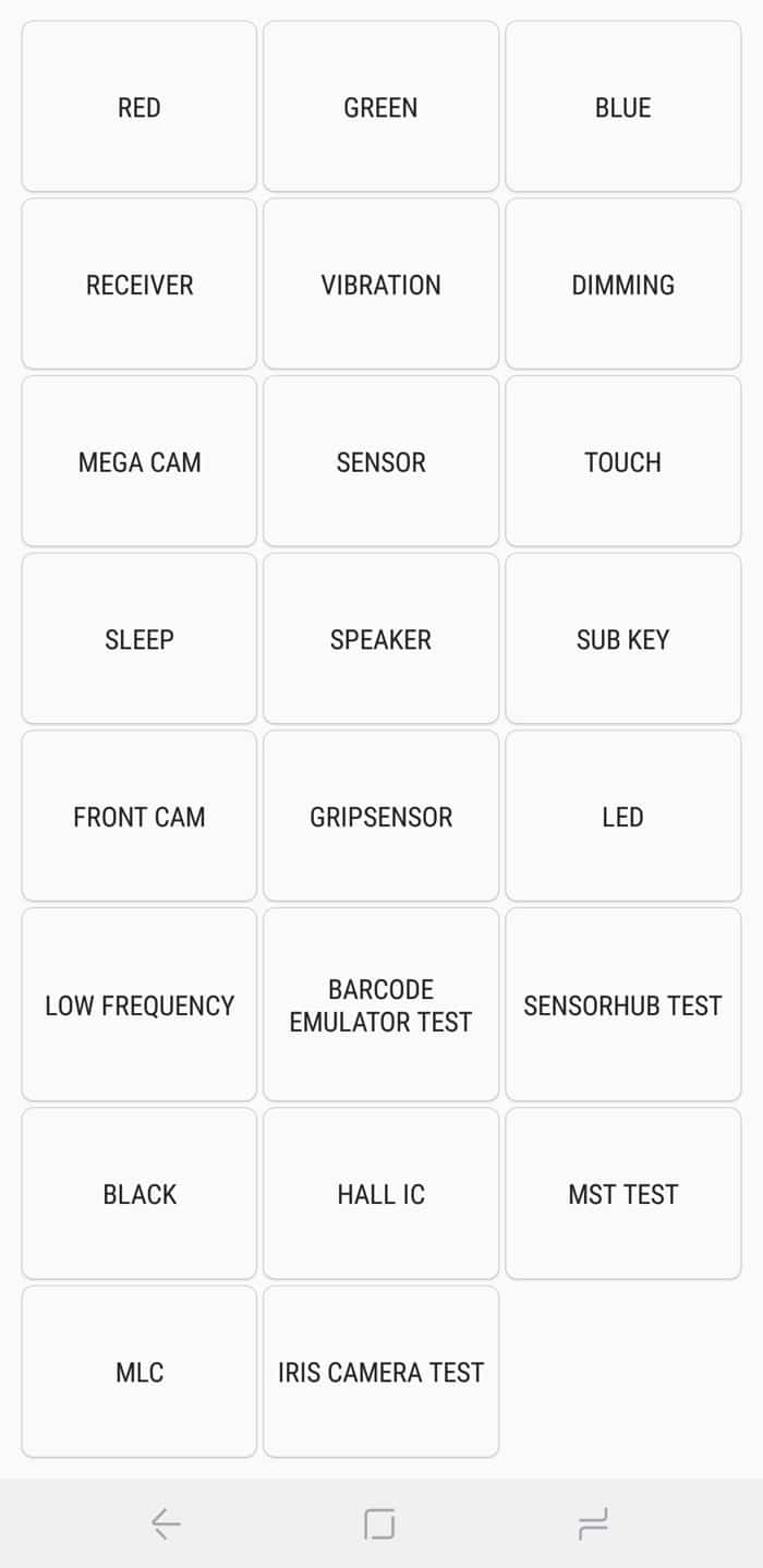 Galaxy S9 Service menu