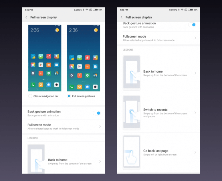 MIUI9 5 gestures