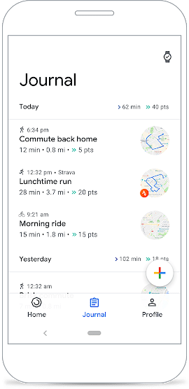 Google Fit Journal View