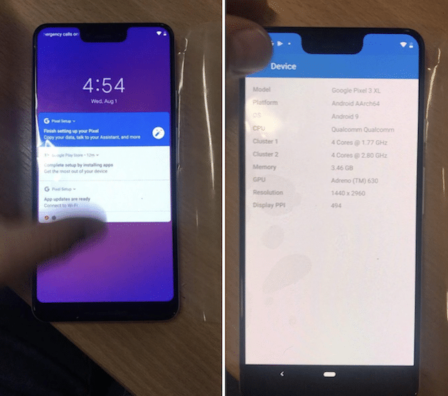 Google Pixel 3 XL front leak