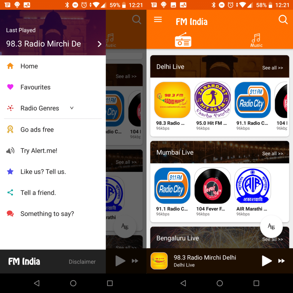 FM India Radio App Stations