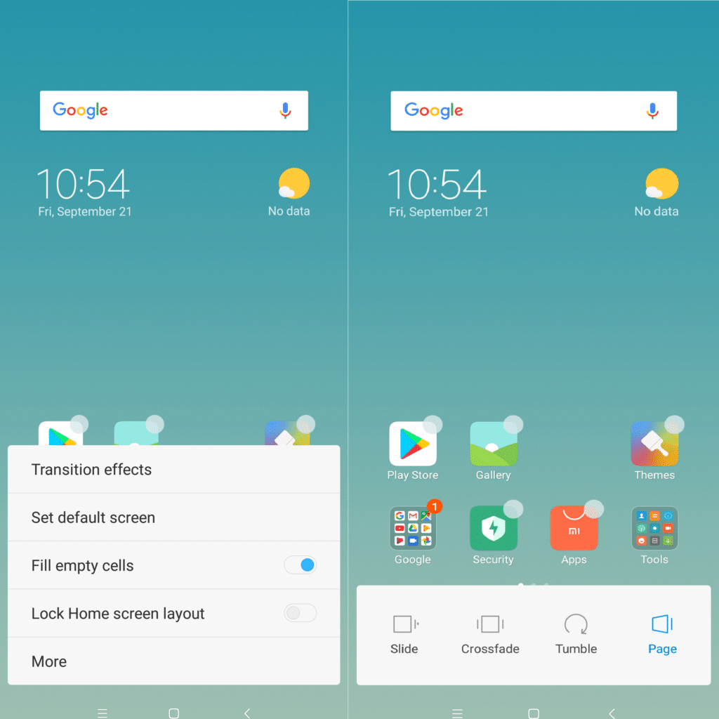 Redmi 6 MIUI Transition Effects