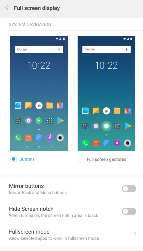 Poco nav gestures