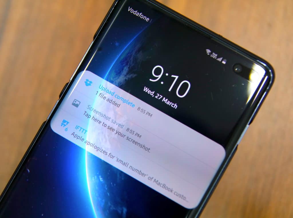 Galaxy S10 lock screen notification