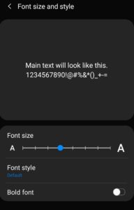 Galaxy A20 System font