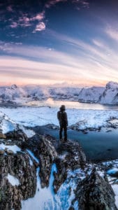 standing at lofoten norway 10k mp 2160x3840