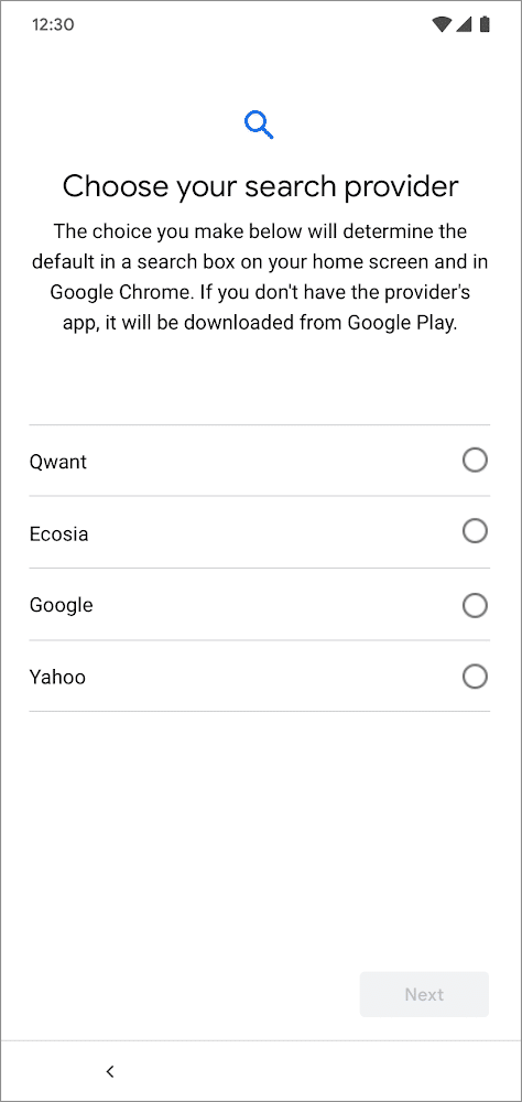 google choice screen