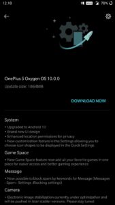 OnePlus 5 Oxygen OS 10.0.0 update changelog