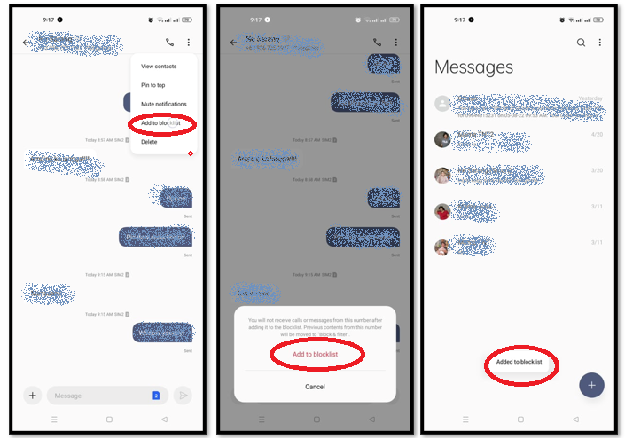 how to block the contact number