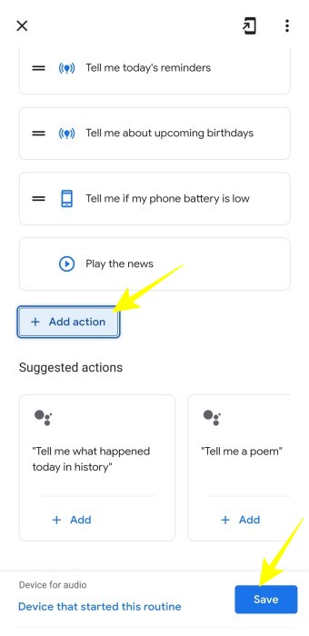 Adding action to Good Morning Routine in Google Assistant