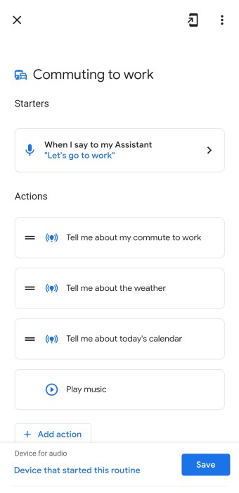 Commuting to work Routine in Google Assistant