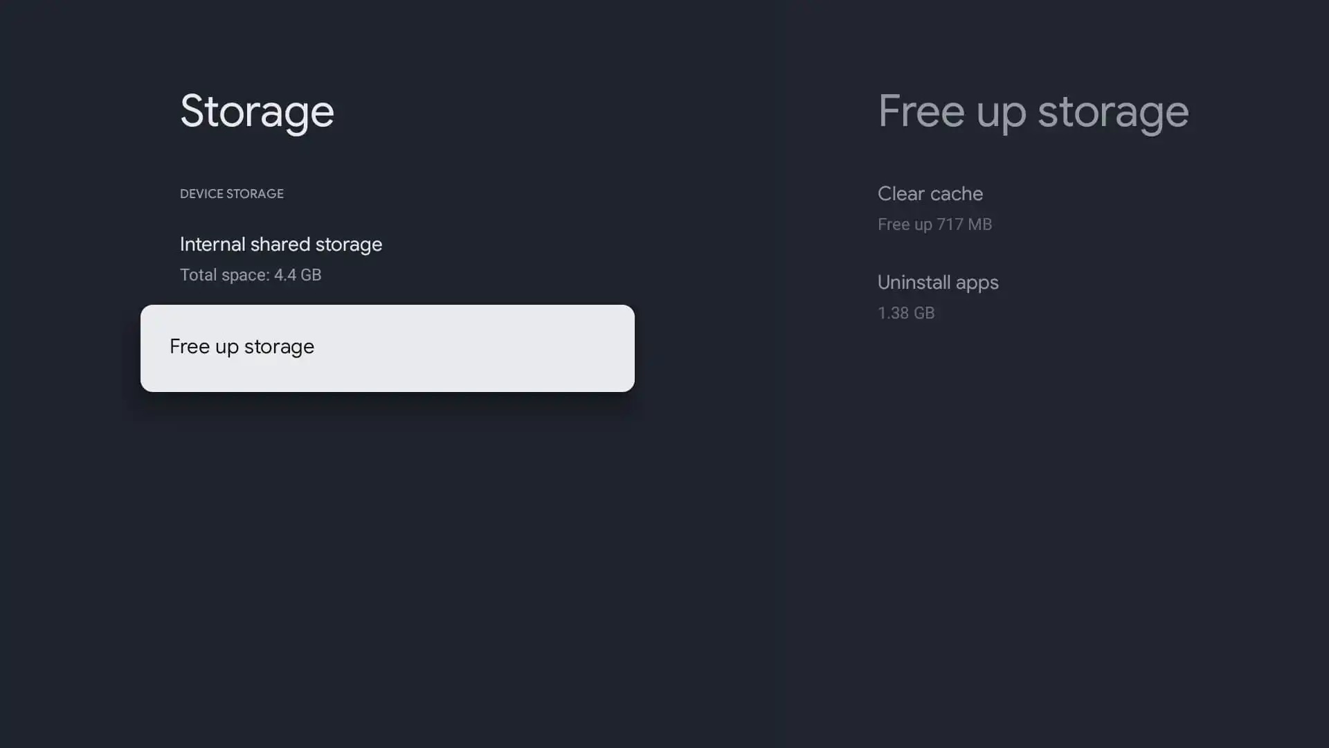 Google TV free storage