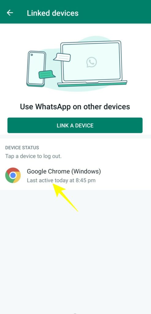 Steps to to unlink a device in WhatsApp