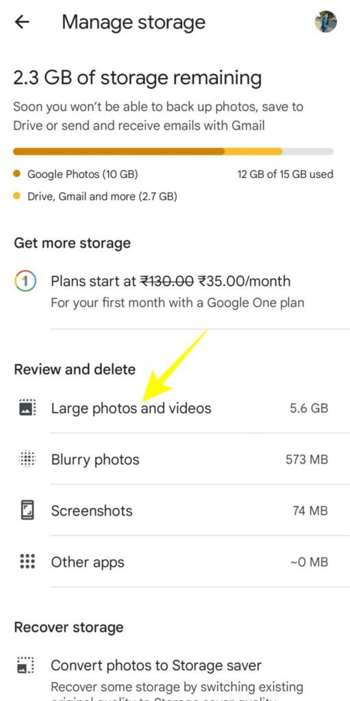 Tips to free up space in Google Photos