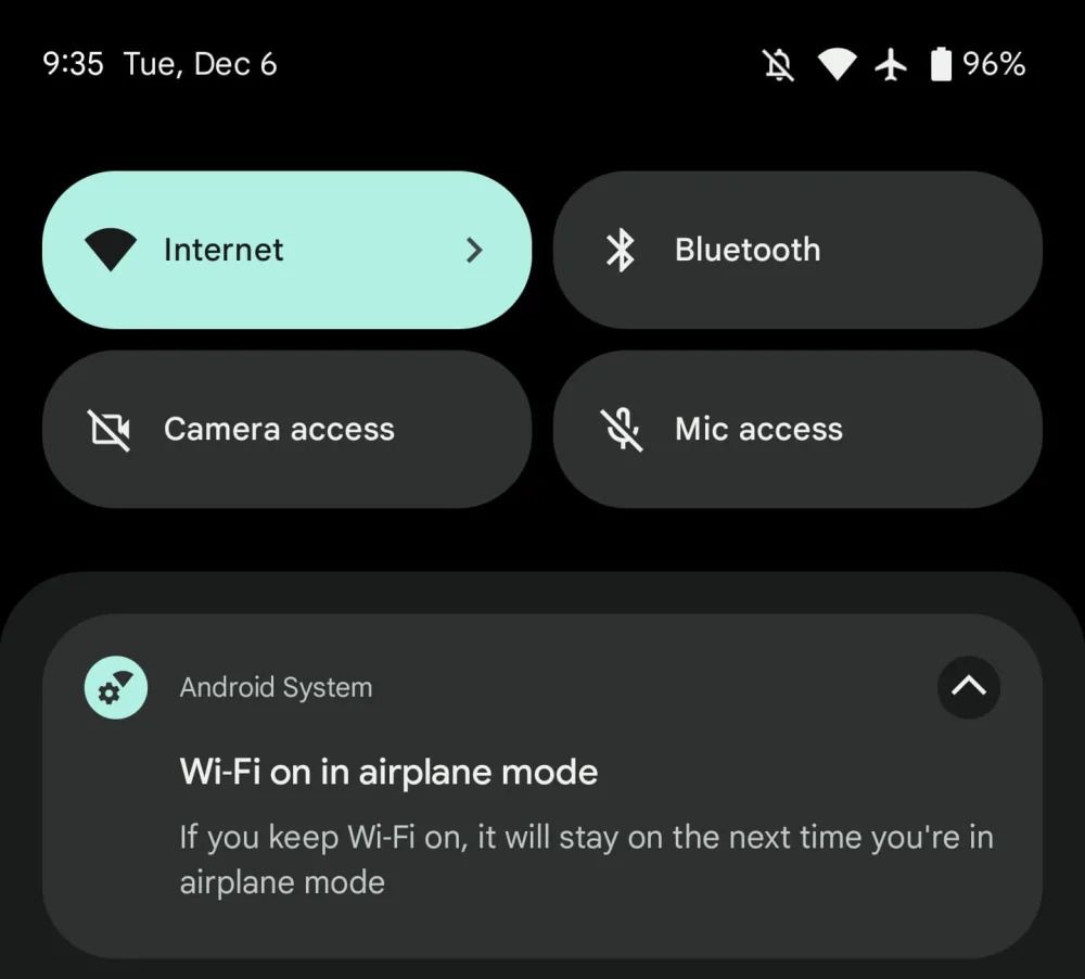 Wi-Fi on in Airplane more on Pixel Phones