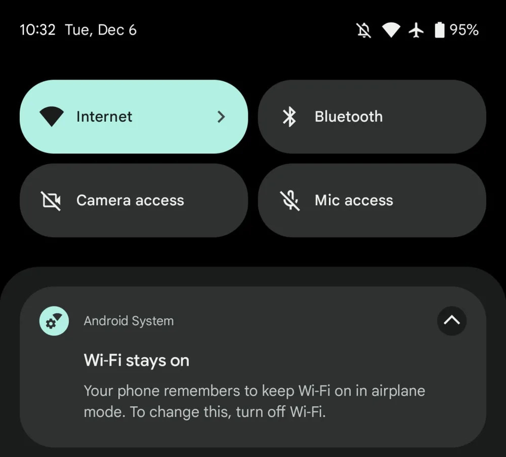 Wi-Fi on in Airplane more on Pixel Phones